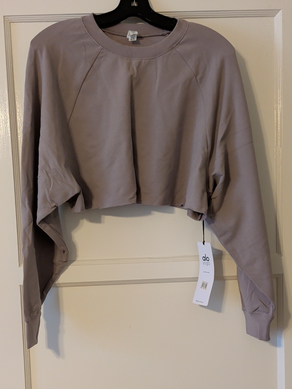 ALO Yoga Lavender Cropped Double Take Pullover Size XS